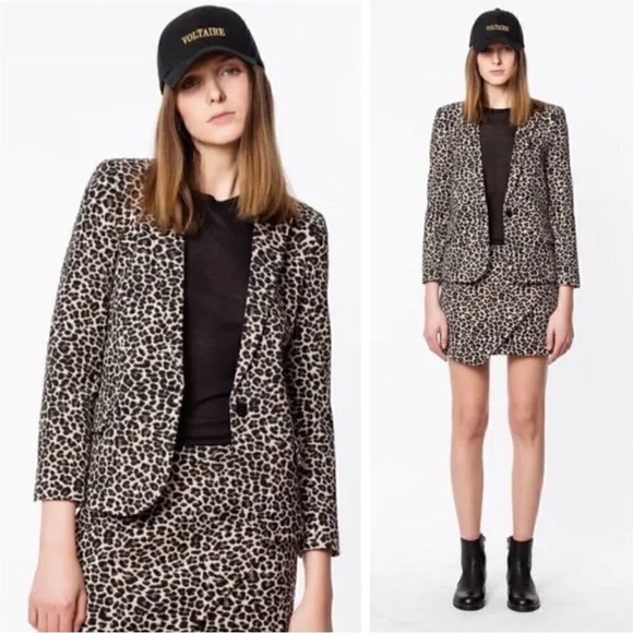 Zadig & Voltaire Victor Leopard Blazer Jacket One Button Size Small - Picture 6 of 14